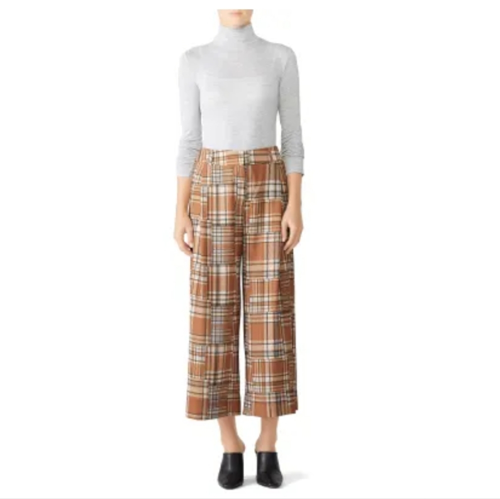 PatBO Wide Leg Plaid Pants